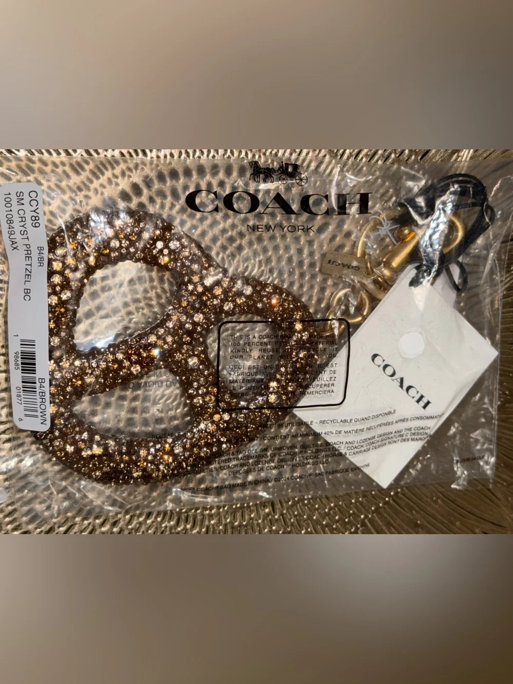Coach crystal pretzel charm NWT - Picture 2 of 2